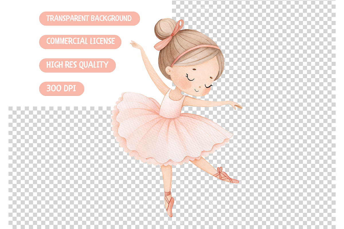 Blush Pink Watercolor Ballerinas PNG, an Illustration by TatiMockup (Photo 4 of 4)