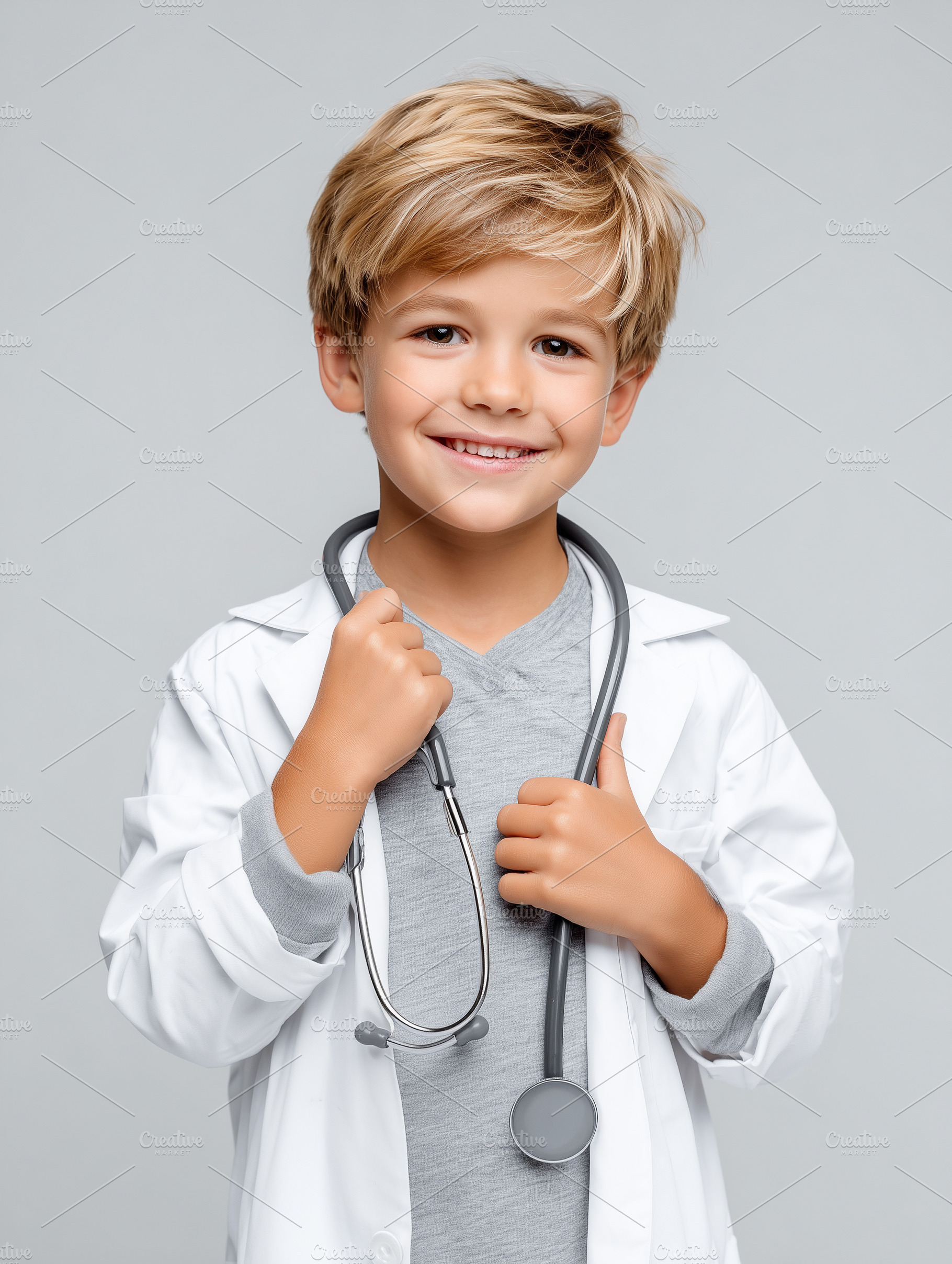 Smiling young boy dressed as doctor, a Health & Medical Photo by MistyDay