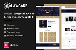 Lawcare - Attorney Elementor Kit, a WordPress Template by Techeshta Solutions
