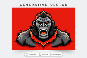 A bold gorilla mascot displays inten, a Graphic by Iftikhar Alam