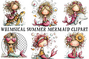 Whimsical Summer Mermaid Clipart, an Illustration by OK Design (Thumbnail 2 of 6)