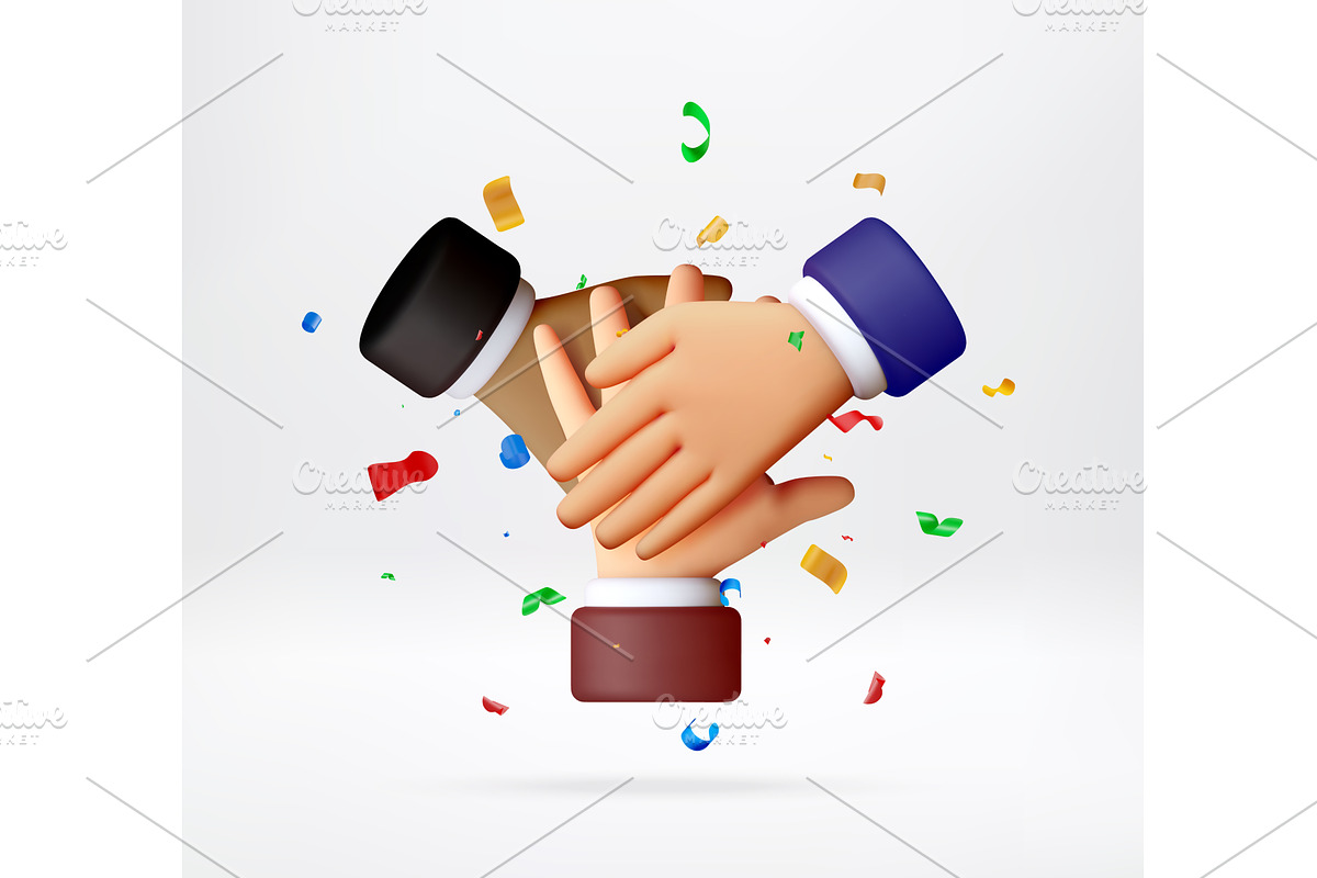3d stack of hands representing unity, a Person Illustration by Abscent