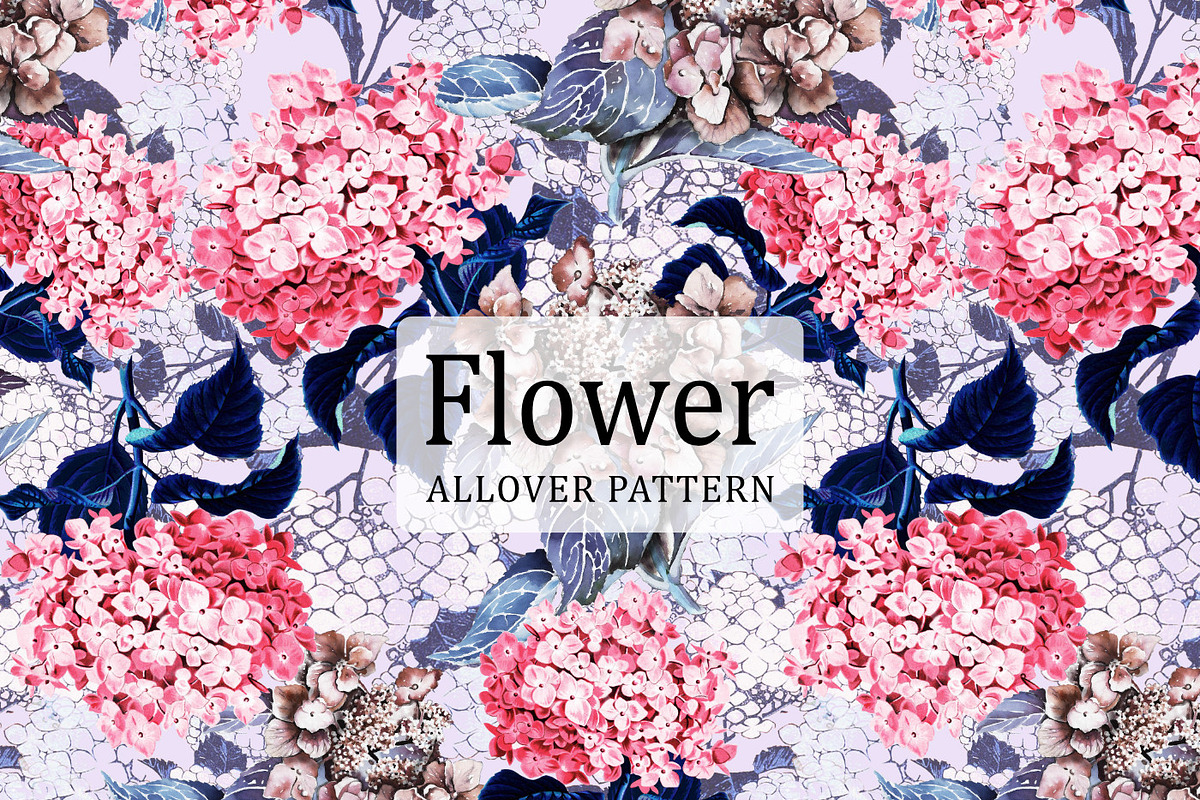 Pink Hydrangea Floral Seamless Tile, a Pattern Graphic by Gullenda (Photo 1 of 6)