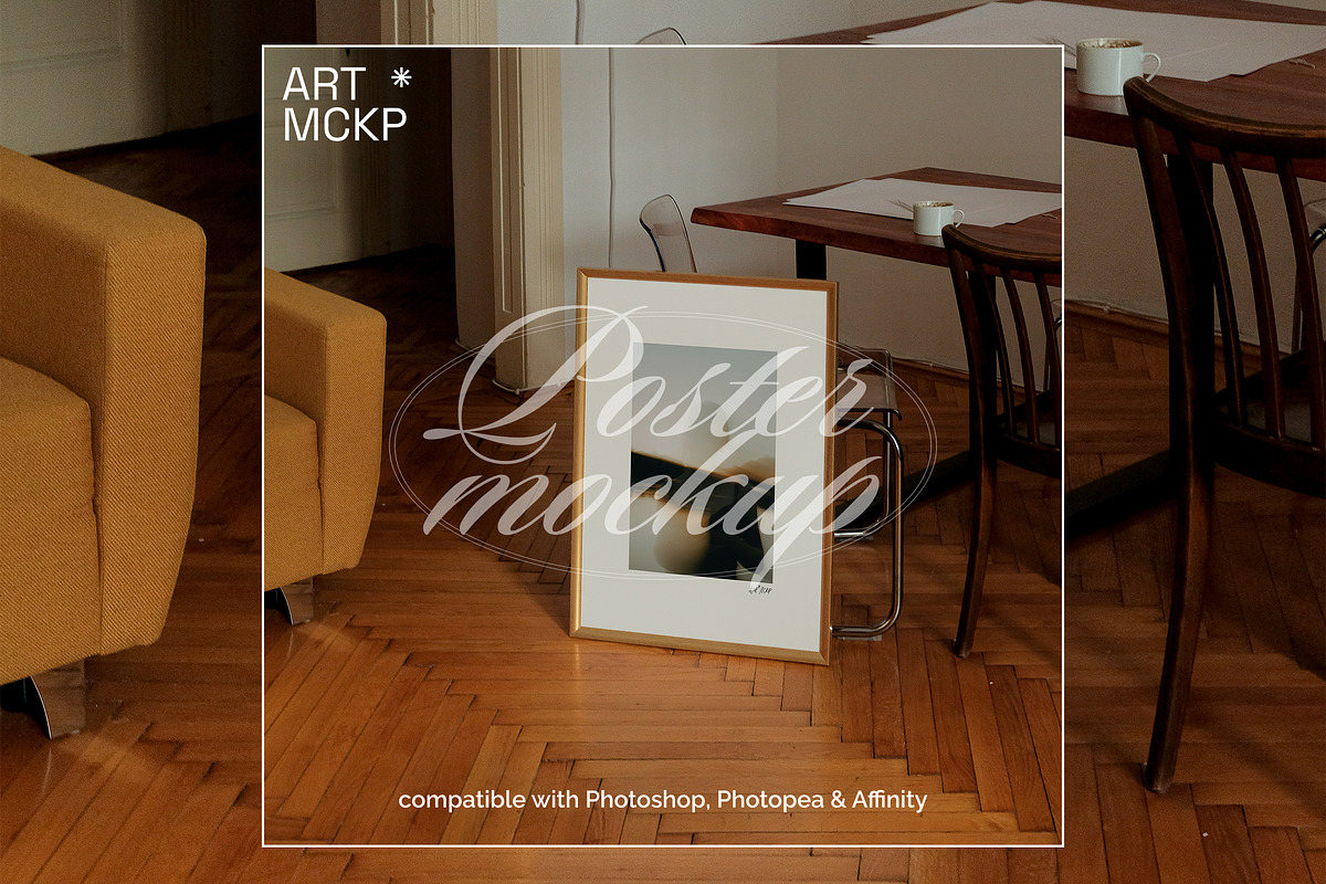 Golden frame modern interior mockup, a Merchandise Mockup by MCKP*ME (Photo 2 of 3)