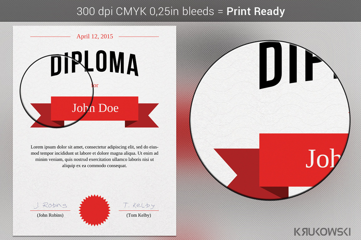 Diploma Certificate Template, a Stationery Template by Krukowski Graphics (Photo 2 of 3)