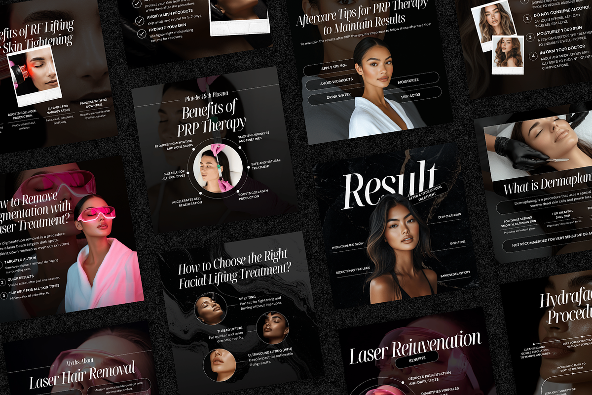 Medspa Canva Instagram Templates, a Social Media Template by Xenié Creative (Photo 1 of 10)