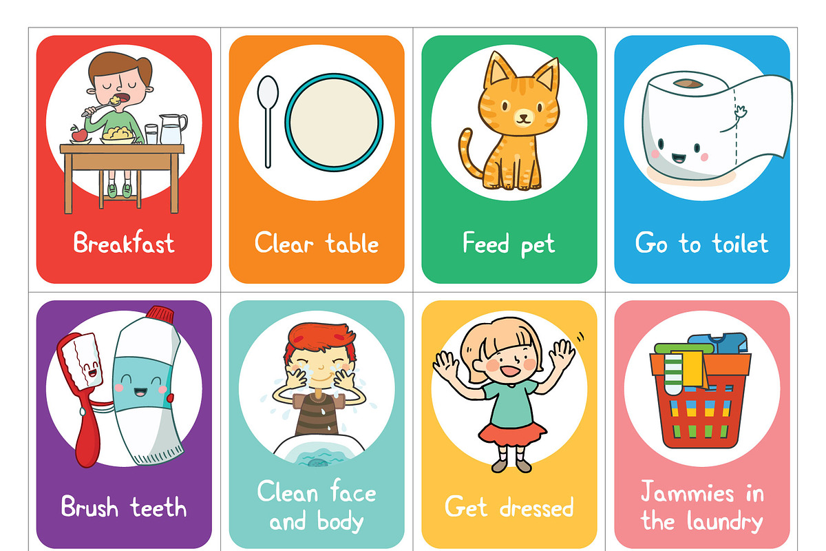 Printable Chore Cards for Children, an Illustration by Goodputty