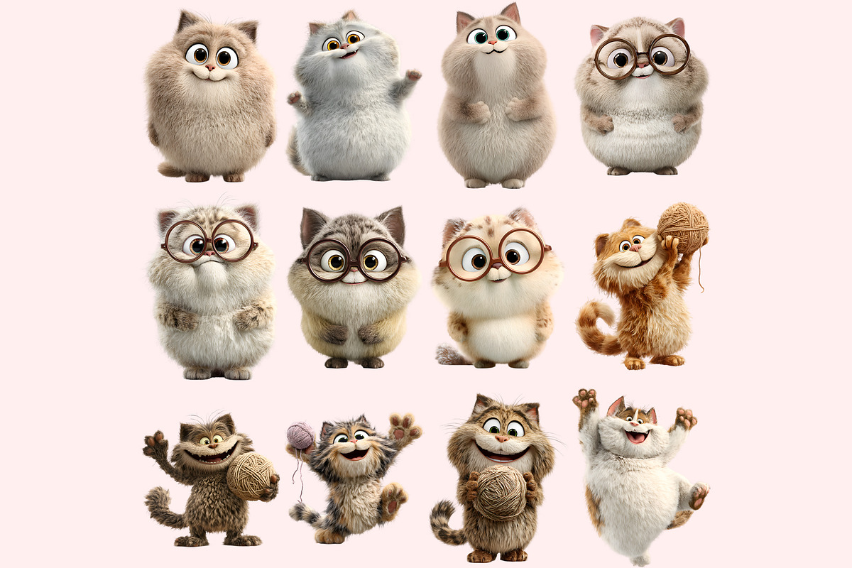 Funny Cat Clipart PNG Bundle, a Graphic by M9 Design (Photo 3 of 9)