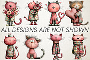 Whimsical Valentine Cats Clipart Set, an Animal Illustration by RobertsArt (Thumbnail 5 of 6)
