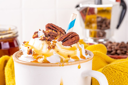 Maple Pecan coffee latte with whipped cream, a Food & Drink Photo by Rimma
