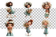 Whimsical Summer Girls Clipart, a Seasonal Illustration by Daily.Designs (Thumbnail 3 of 4)