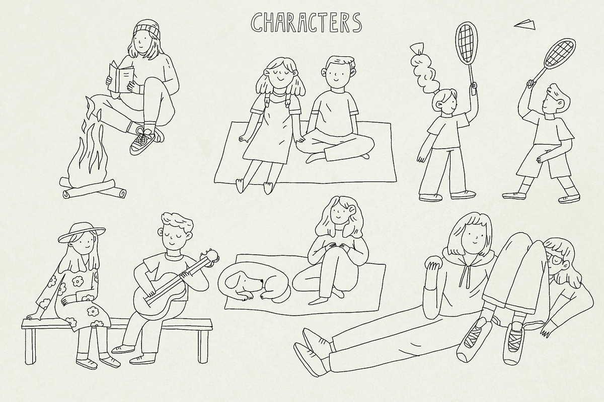 Hand Drawn set|256 Glamping elements, an Object Graphic by Sasha Mitkalova (Photo 4 of 6)