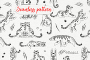 12 Cute Tigers - Clip Art & Pattern, an Animal Illustration by Baksiabat (Thumbnail 5 of 7)