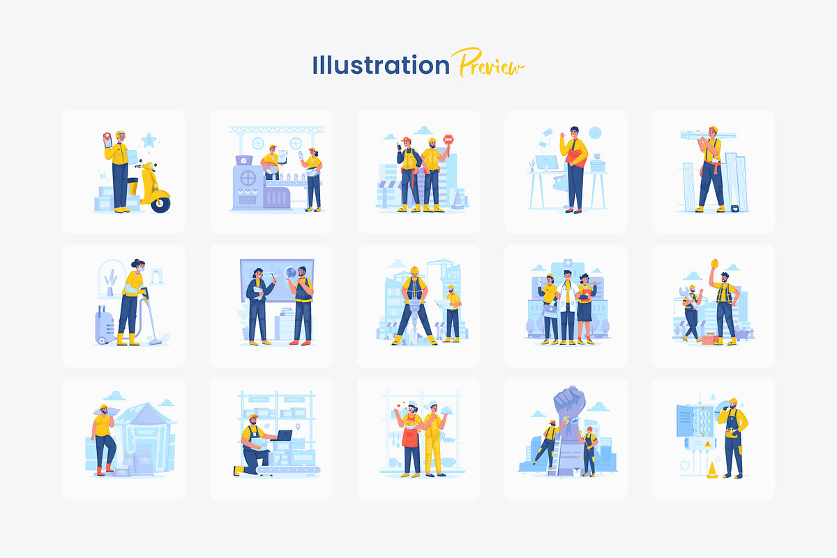 Labor Worker Illustrations, a Person Illustration by Ilusiku Studio (Photo 2 of 4)