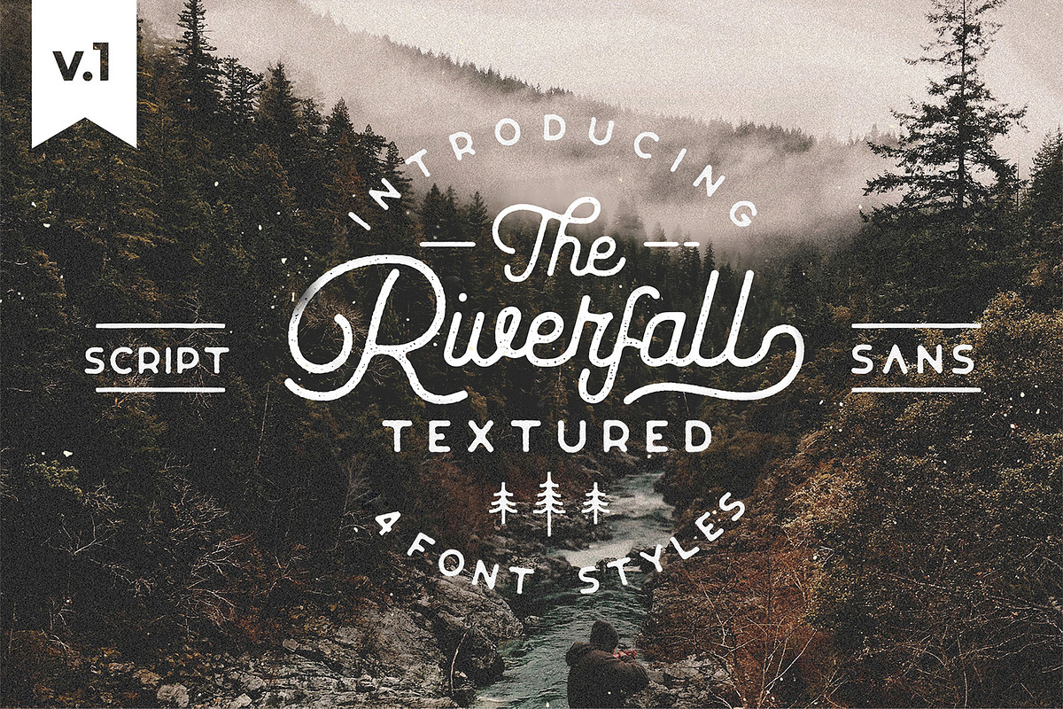 Riverfall Rounded Textured Typeface preview 2