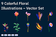 9 Colorful Floral Illustrations, a Decorative Illustration by crafty (Thumbnail 4 of 4)