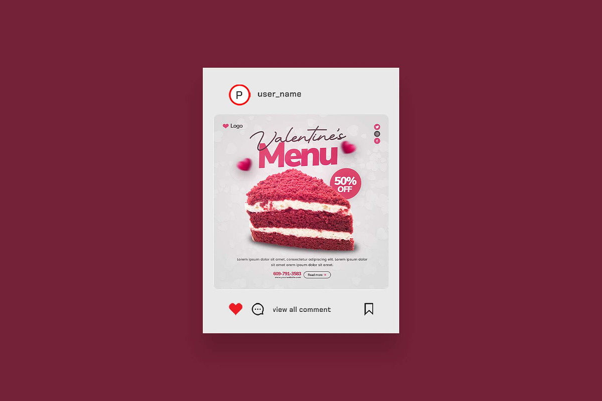 Valentine's Day Social Media Post, a Social Media Template by Saman Osama (Photo 3 of 3)