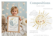 Watercolor Moon Sun Nursery Clipart, an Illustration by Alisles (Thumbnail 2 of 12)