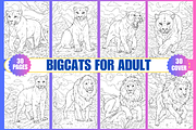 Big Cat Coloring Pages for Adults, an Animal Illustration by Coco Bloom (Thumbnail 1 of 5)