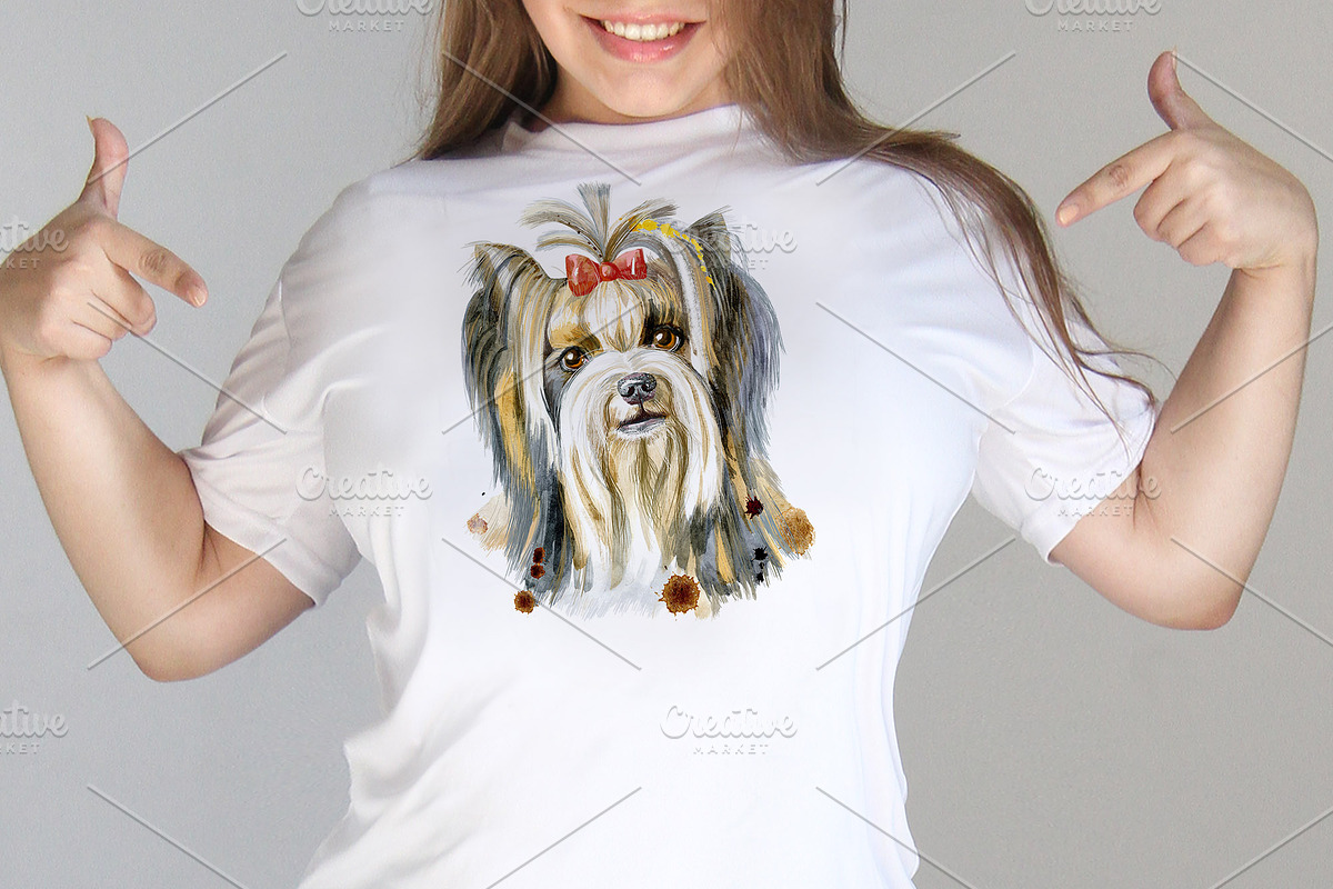 Watercolor fluffy yorkshire terrier, an Animal Illustration by Watercolor fantasy (Photo 2 of 5)