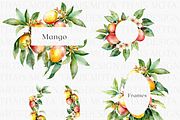 Watercolor Mango Clipart, a Decorative Illustration by ThaismotaCreativeCo (Thumbnail 6 of 10)
