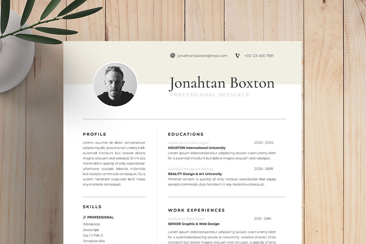Resume / CV Template, a Resume Template by UX-group (Photo 1 of 6)