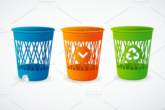 Plastic Basket Icon Set