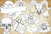 Valentines Vintage Gothic clipart, a Seasonal Illustration by Happy Sloth Graphics (Thumbnail 5 of 9)
