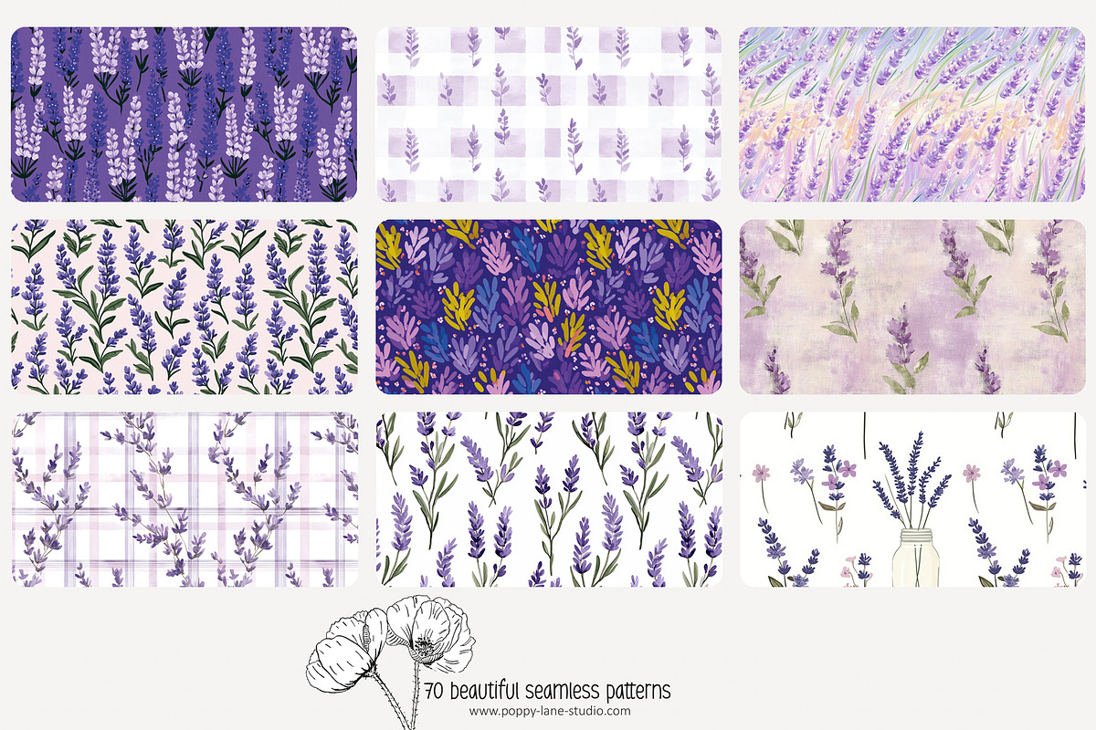 70 lavender seamless pattern, a Pattern Graphic by Poppy Lane Studio