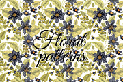 Floral patterns with clematis., a Pattern Graphic by MarinaVorontsova (Thumbnail 2 of 8)