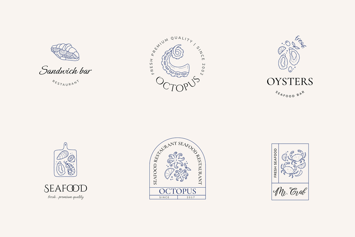 Seafood logo elements and templates, a Graphic by Vasylyka (Photo 6 of 15)