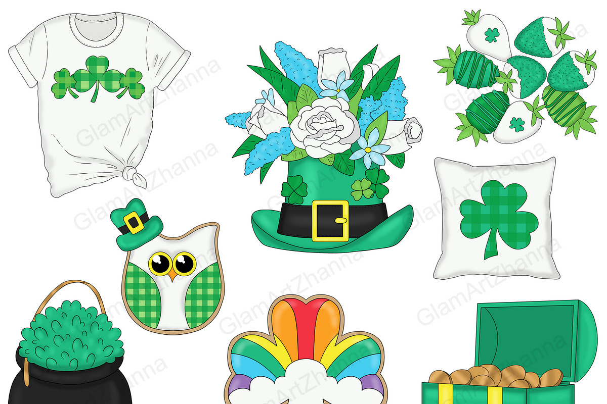 Saint Patrick's Day Clipart, a Seasonal Illustration by GlamArtZhanna (Photo 3 of 4)