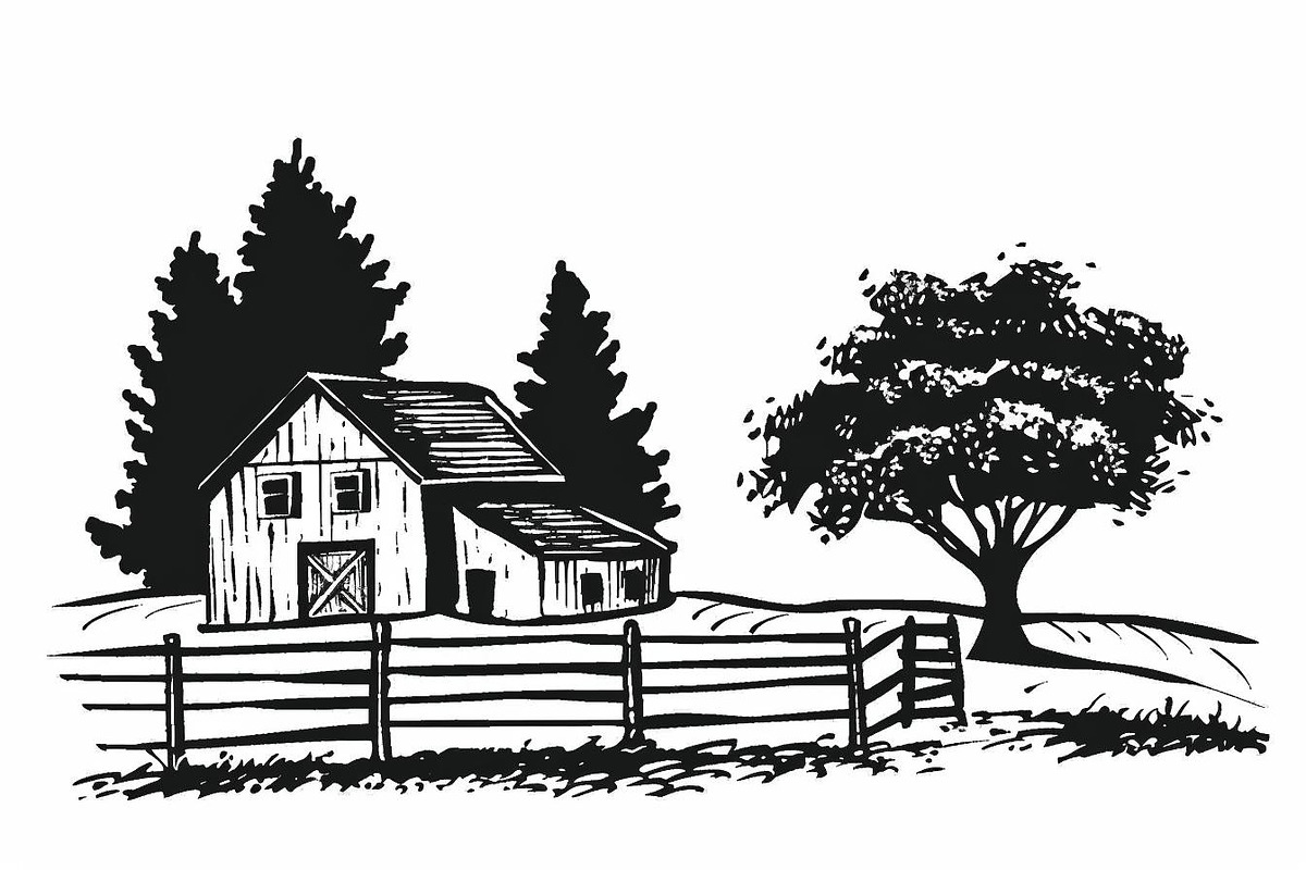 Farmhouse scene silhouette vector, an Icon by Amazin_art (Photo 6 of 13)