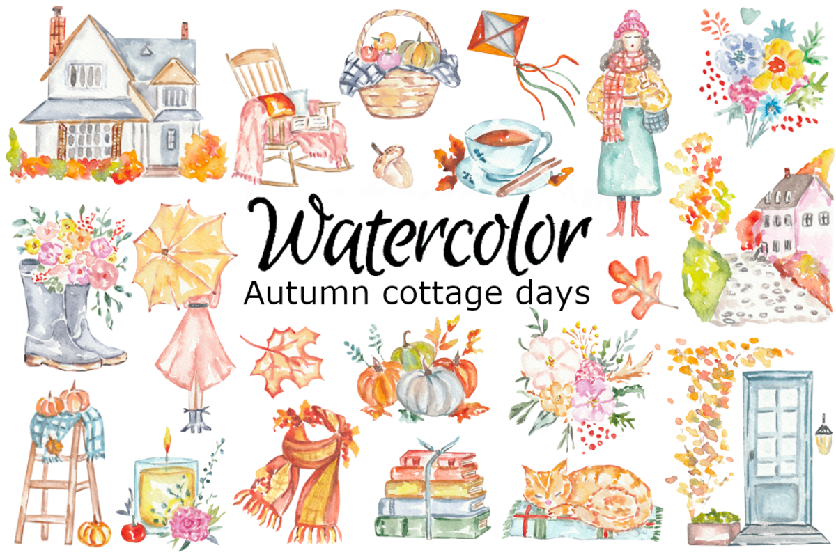 Autumn cottage days, a Background Graphic by GoodFairyClipArt (Photo 1 of 2)