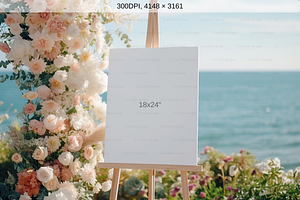 Beach Wedding Sign Mockup Reception