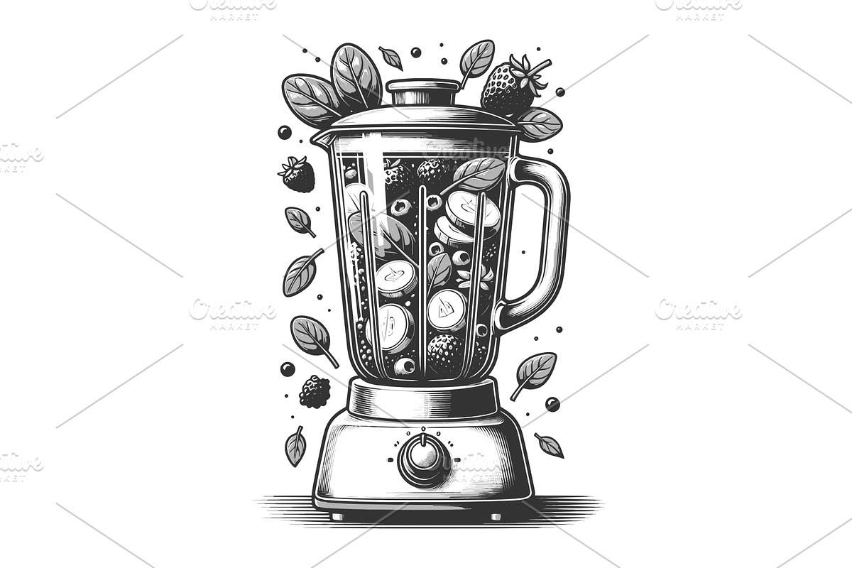 Fresh Fruit Smoothie Blender With, a Food Illustration by AlexArt