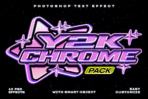 Y2K Chrome Photoshop Text Effects, a Layer Style Add-On by Sixtysix Labs
