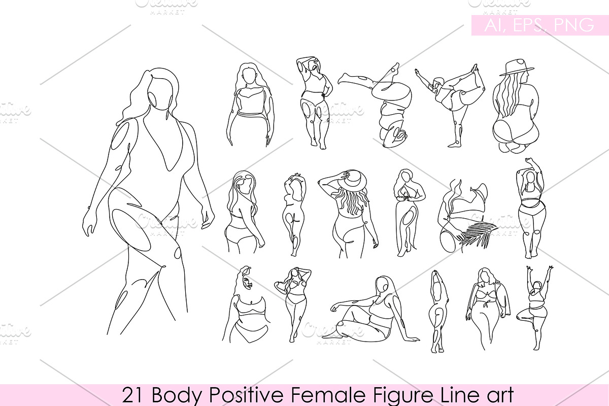 Body Positive Female Figure Line Art, a Person Illustration by velychko.ua (Photo 5 of 5)