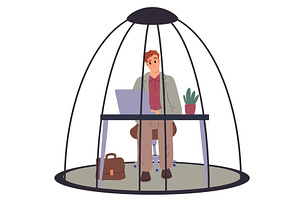 Businessman works tiredly in metal, a Person Illustration by Vectorbuum