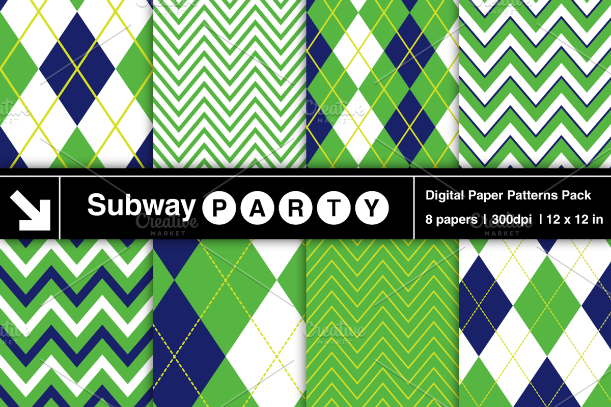Golf Navy Blue Green Argyle Chevron