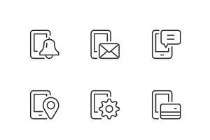 Set icons of mobile phone functions, an Outline Icon by motorama