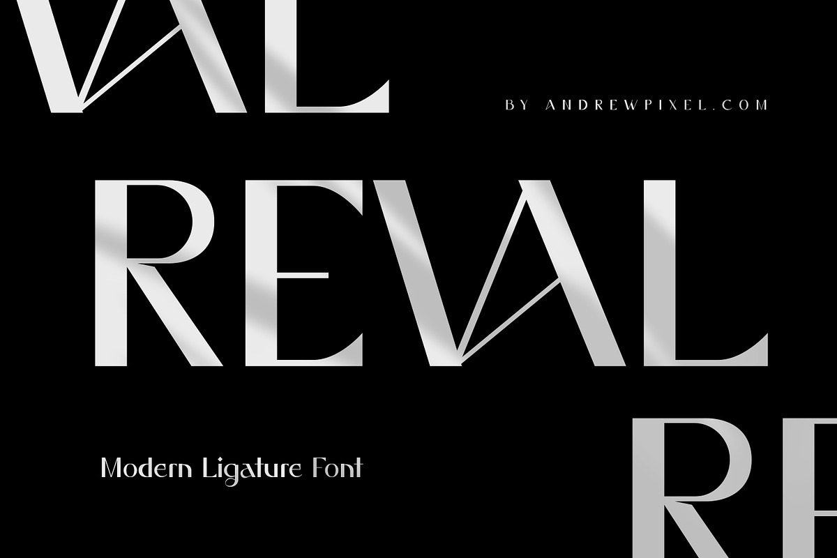 Reval - Modern Ligature Font, a Font by AndrewPixelType (Photo 1 of 13)