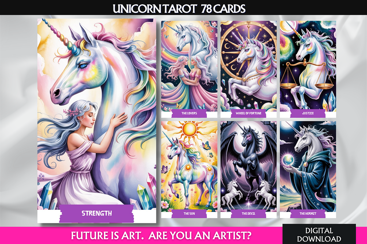 Unicorn Tarot Cards Deck, an Object Illustration by Mugio (Photo 1 of 6)
