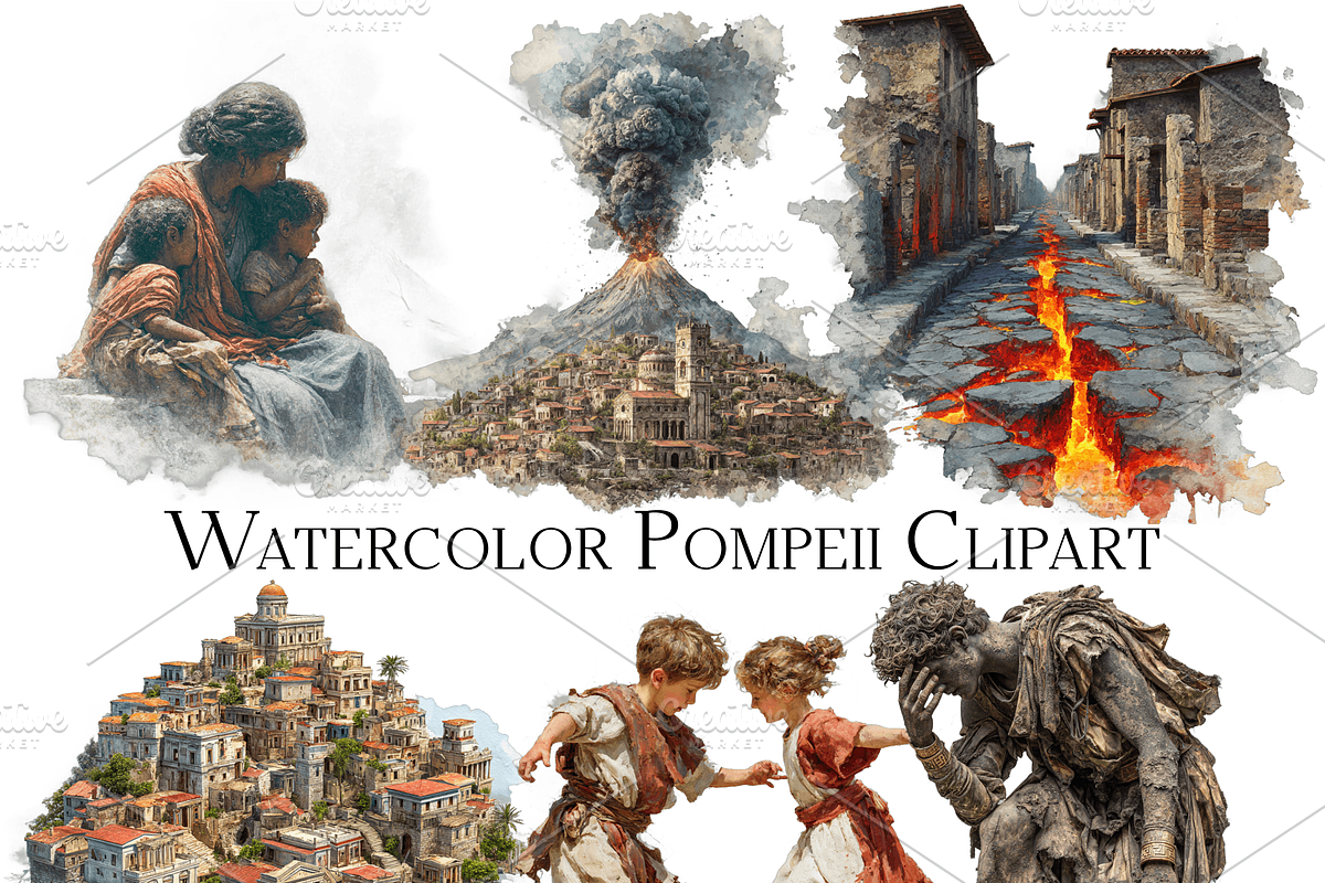 Watercolor Pompeii Clipart, an Object Graphic by ArtisticTimberStudio (Photo 1 of 2)