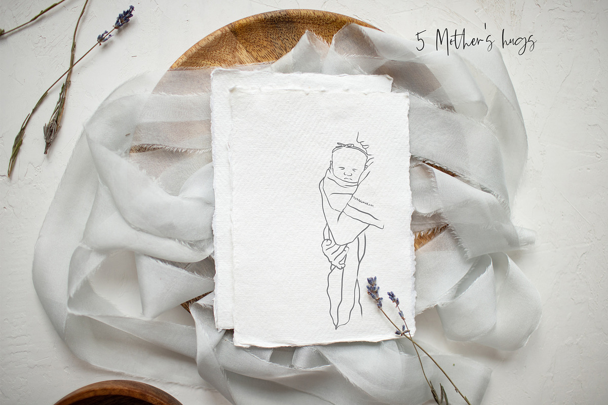Newborn Line Art Clipart, a Person Illustration by natalisart (Photo 8 of 10)