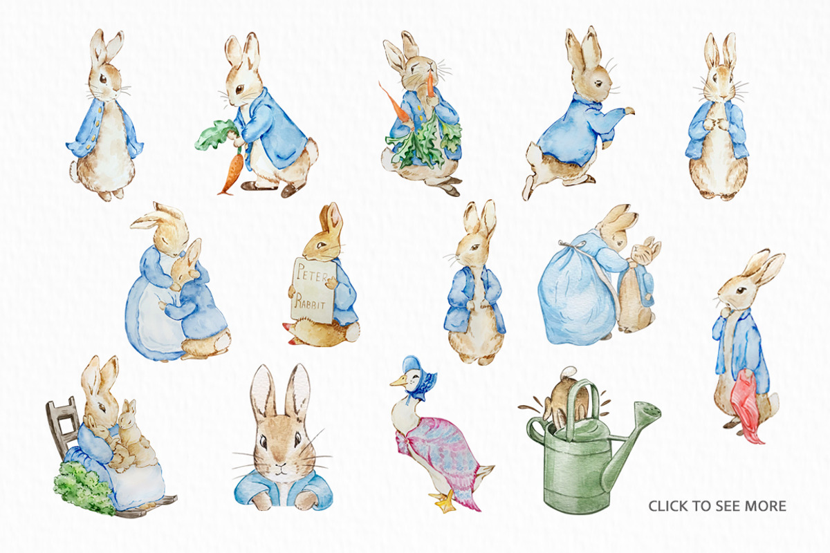 Watercolor Peter Rabbit Clipart, an Object Graphic by SvetaArtStore (Photo 3 of 6)