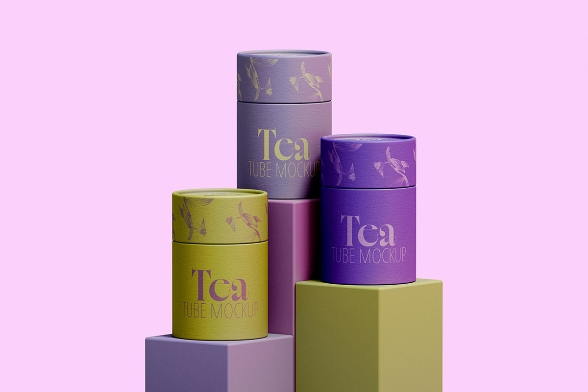 Tube Mockup on Pedestal Composition, a Product Mockup by McLittle Stock (Photo 1 of 2)