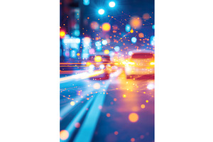 Vibrant abstract city lights with, an Illustration by Lermont51