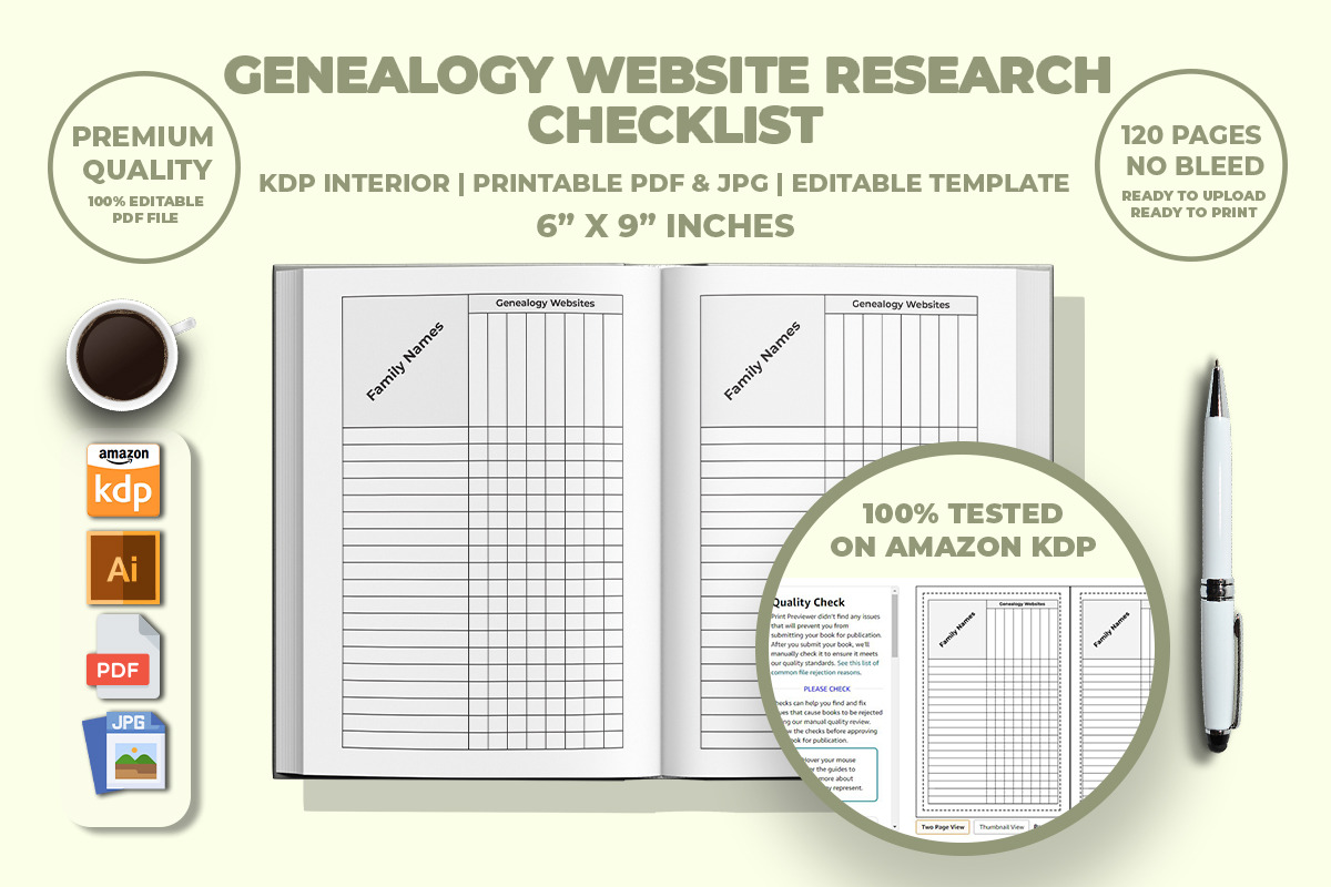 Genealogy Website Research Checklist, a Templates & Theme by M9 Design (Photo 2 of 3)