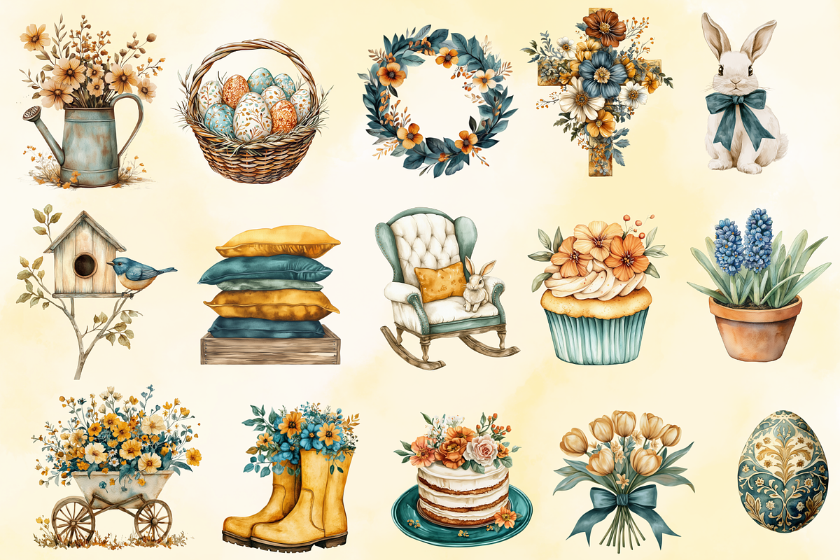 Golden Hour Easter Clipart, an Illustration by NadiaTheronArt (Photo 2 of 5)